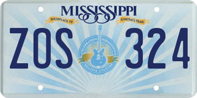 MS license plate ZOS324