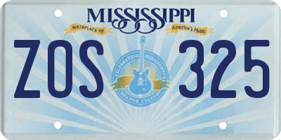 MS license plate ZOS325
