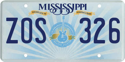 MS license plate ZOS326