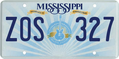 MS license plate ZOS327