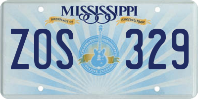 MS license plate ZOS329