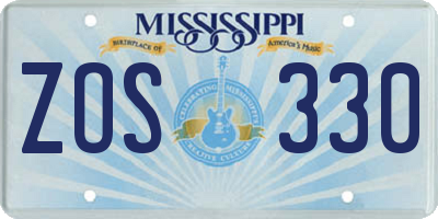 MS license plate ZOS330