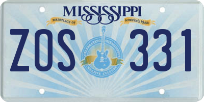 MS license plate ZOS331