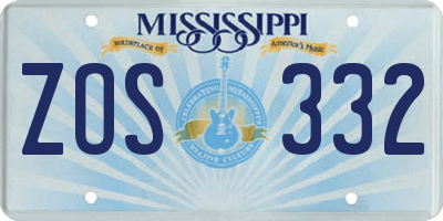 MS license plate ZOS332
