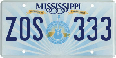 MS license plate ZOS333