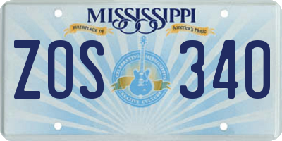 MS license plate ZOS340