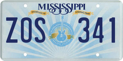 MS license plate ZOS341