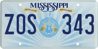 MS license plate ZOS343