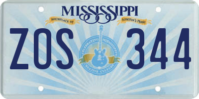 MS license plate ZOS344