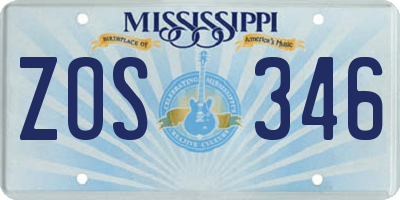 MS license plate ZOS346