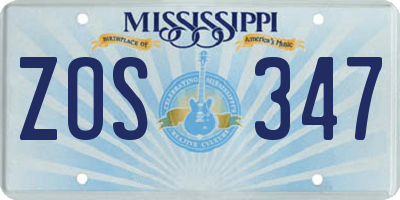 MS license plate ZOS347