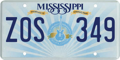 MS license plate ZOS349