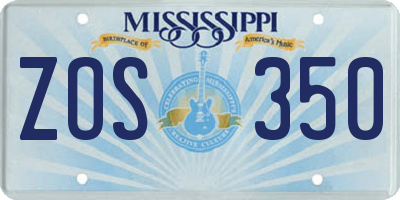 MS license plate ZOS350