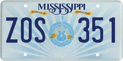 MS license plate ZOS351