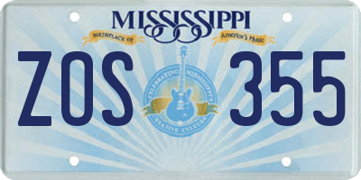 MS license plate ZOS355