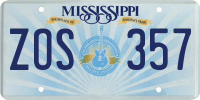 MS license plate ZOS357