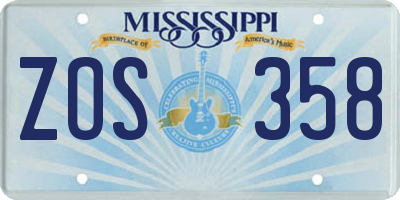 MS license plate ZOS358