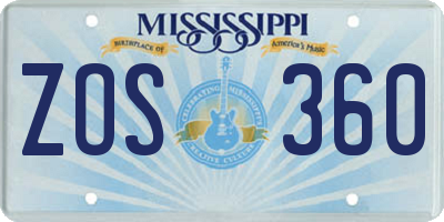 MS license plate ZOS360