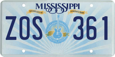 MS license plate ZOS361