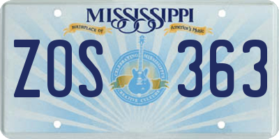 MS license plate ZOS363