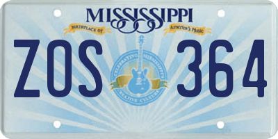 MS license plate ZOS364
