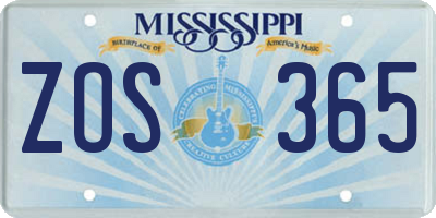 MS license plate ZOS365