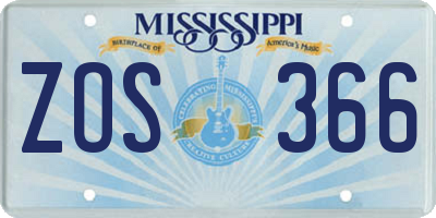MS license plate ZOS366