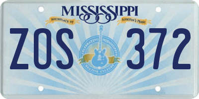 MS license plate ZOS372