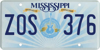 MS license plate ZOS376