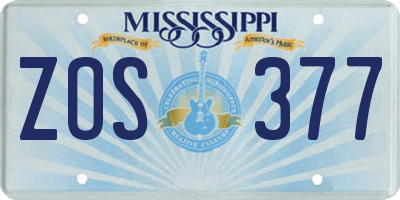 MS license plate ZOS377