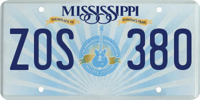 MS license plate ZOS380
