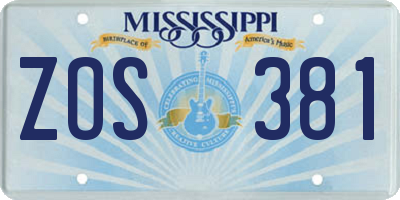 MS license plate ZOS381