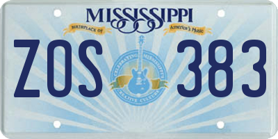 MS license plate ZOS383