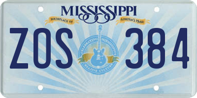 MS license plate ZOS384