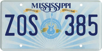 MS license plate ZOS385