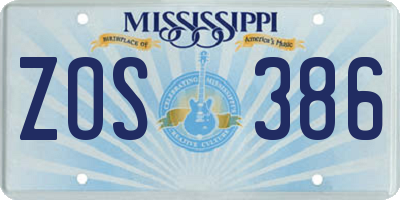 MS license plate ZOS386