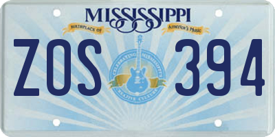 MS license plate ZOS394
