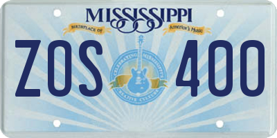 MS license plate ZOS400