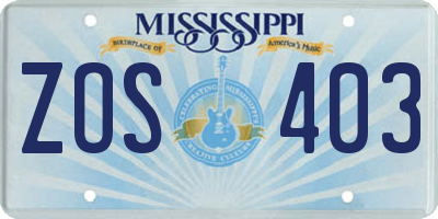MS license plate ZOS403