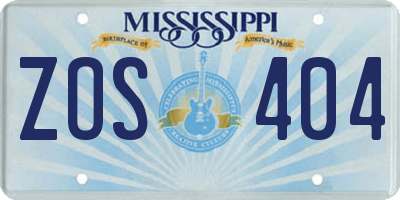 MS license plate ZOS404