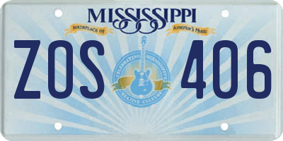 MS license plate ZOS406