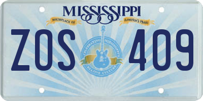 MS license plate ZOS409
