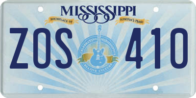 MS license plate ZOS410