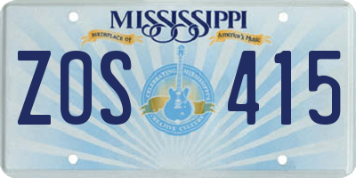 MS license plate ZOS415