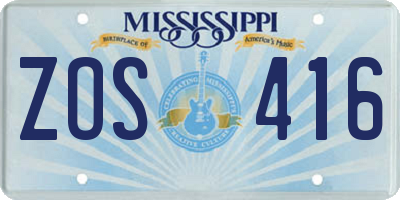 MS license plate ZOS416