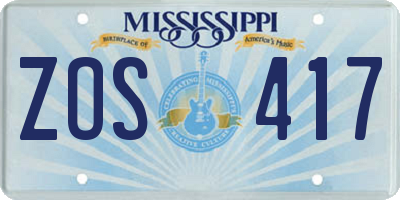 MS license plate ZOS417