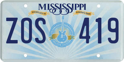MS license plate ZOS419