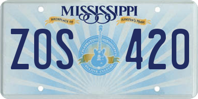 MS license plate ZOS420