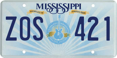 MS license plate ZOS421