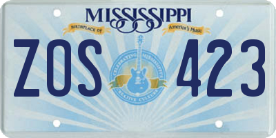 MS license plate ZOS423